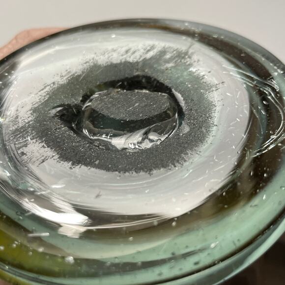 Hand Blown Stretch Art Glass‎ Basket Vase MCM Amber Brown 11" - Picture 10 of 11